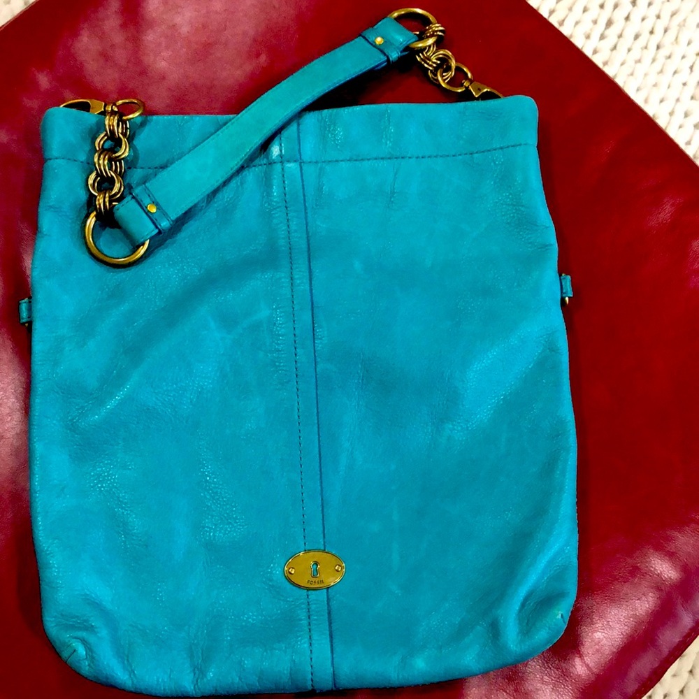 Fossil Leather Turquoise Bag - Excellent Condition!